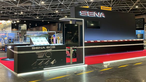 Sena Technologies exhibition stand at S2R Lyon, built by HT Design